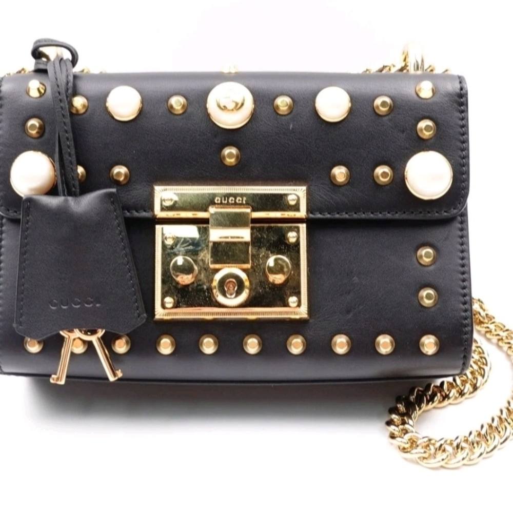 Gucci Padlock Black Calfskin Shoulder Bag -COA